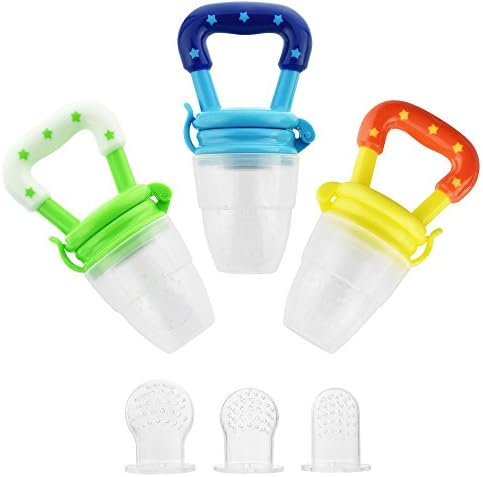 Baby Fresh Food Feeder (3 Pack) | Silicone Fresh food feeder Pacifier | Infant Fruit Teething Toy | Silicone Pouches for Toddlers &amp; Kids (Boy)