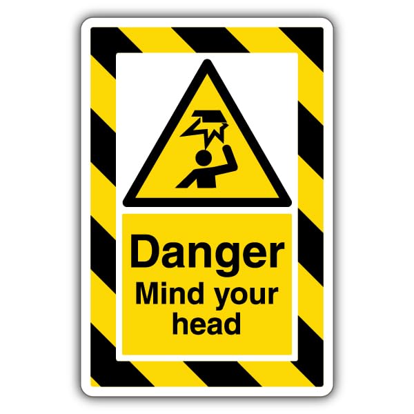V Safety Danger Mind Your Head - ExtraViz 250 x 350 mm - 3mm Aluminium Composite Safety Sign