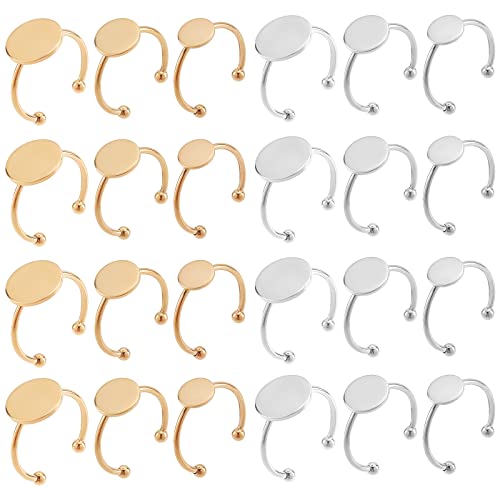 Type Ring Base CHGCRAFT 24Pcs 6 Style Ring Blank Base Stainless Steel Open Cuff Ring ...