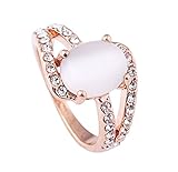 Acefeel Charming Gold Plated Twisted Pave Zircon Inlaid Oval Shape Cat's Eye Stone Opal Ring R129