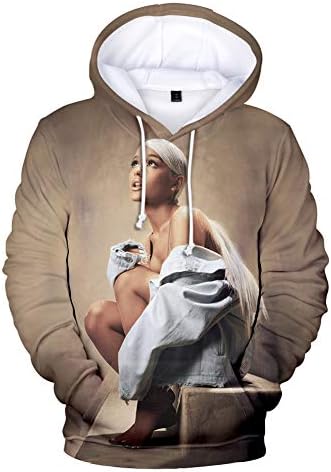 SXELODIE Fashion 3D Hoodies Printed Funny Ariana Singer Grande Hoodie Pullover Graphic Sweatshirts Hooded with Big Pockets