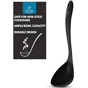 Zulay Soup Ladle Spoon - Cooking and Serving Spoon for Soup, Chili, Gravy, Salad Dressing and Pancake Batter - Large Nylon Scoop & Soup Ladel Great for Big Punch Bowl, Wok, Canning and Pouring