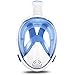 Vaincre 180° Full Face Snorkel Mask Panoramic View Anti-Fog,Anti-Leak Snorkeling Design with Adjustable Head Straps-See Larger Viewing Area Than Traditional Masks for Adults Youth (White/Blue S/M)