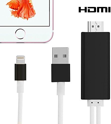 Lightning to HDMI,GD2016 6.4 Ft Plug &amp; Play 8-Pin Lightning MHL To HDMI Cable 1080P HDTV Adapter For iPhone 5 5S 6 6s plus and iPad(Lightning ports) Black