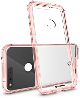 Google Pixel Case, Vomaxen Armor [Anti-Scratches] [Shock Absorption] TPU Bumper Slim and Thin Lightweight Protective Cover Design for Google Pixel 5.0 inch 2016 – Black Clear Blue Pink (Pink)