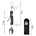 HIKENTURE 6-in-1 Camping Utensil Stainless Steel Fork Knife Spoon Bottle Opener Travel Cutlery Hobo Set with Storage Case (Green New)