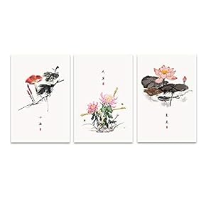 3 Panel Canvas Wall Art - Small Full, Autumnal Equinox Summer Solstice Chinese Ink Paint Style 24 Solar Terms Series - Giclee Print Ready to Hang - 16"x24" x 3 Panels