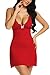 Avidlove Sleepwear Womens Chemise Sexy Nightie Full Slip Lace Babydoll Dress, Red, Medium Size