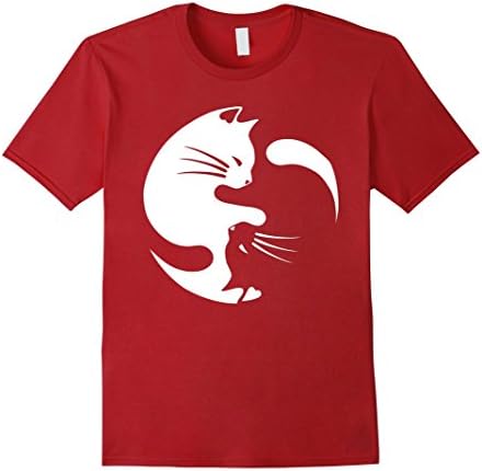 Men's Cat ying yang  - cat yin yang shirt 2XL Cranberry
