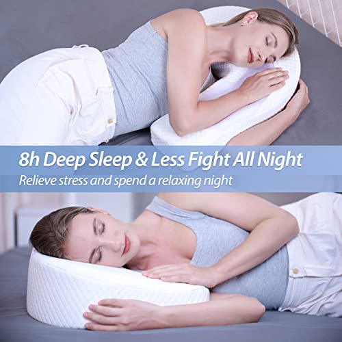 HOMCA Side Sleeper Pillow Ergonomic Pillow Side Memory Foam U Shape Washable Pillow Case