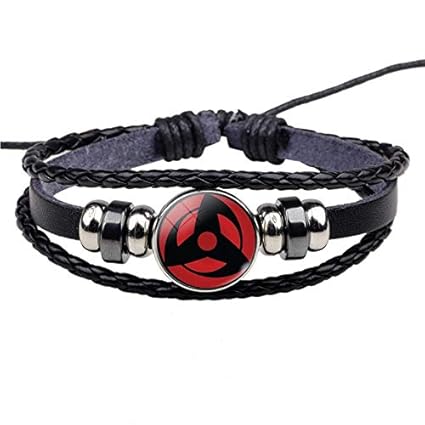 Amazoncom Lucilas Leather Bracelet 7 9 Inch Uchiha Clan