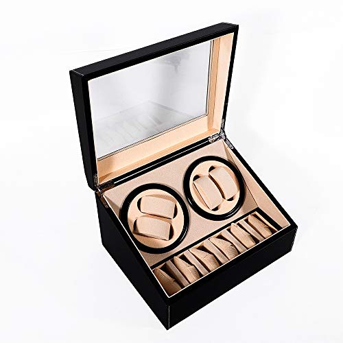 image for TBVECHI Automatic Watch Winder 4+6 Automatic Rotation Leather Wood Wat