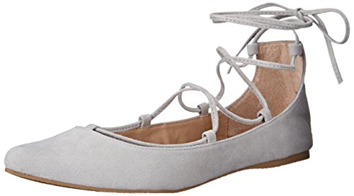 Steve Madden Womens Eleanorr Pointed Toe Flat Light Grey Suede