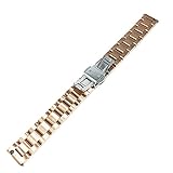 Fitian 16mm Stainless Steel Watch Band for Moto 360 2 (2nd Gen, Woman) Push-button Hidden Clasp Champagne Rose Gold Metal Silver Fit Other Smart Watches (Rose Gold)