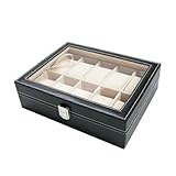 AC AUTO® New Pu Leather 10 Grid Watch Display Case Box Jewelry Storage Organizer