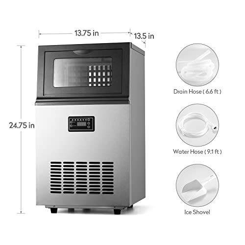 VINERIE Commercial Ice Maker Machine, 100lbs/24H, ETL Approved, Clear