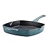 Ayesha Curry Cast Iron Square Griddle Pan/Grill with Pouring Spouts, Small, Twilight Teal