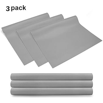 3 Rolls EVA cabinet liner, Non-slip Shelf Liners for kitchen Cabinets, Waterproof Cupboard Drawer Cushion Mats, DIY Multipurpose Antifouling Pads,17.7
