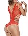 Svuencio Womens Sexy One Piece Teddy Lingerie Beauty Mesh Cutout Bodysuit