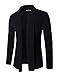 DAVID.ANN Men's Long Sleeve Draped Open Front Shawl Collar Longline Cardigan,Black,Medium