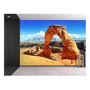 Large Wall Mural - Beautiful Scenery/Landscape Sunset at The Famous Delicate Arch, Utah, USA | Self-Adhesive Vinyl Wallpaper/Removable Modern Decorating Wall Art - 66"x96"