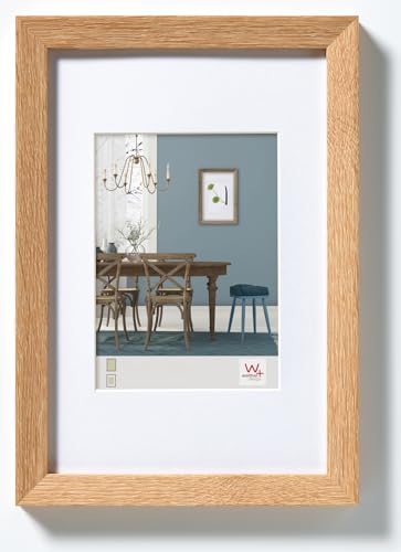 walther design Bilderrahmen eiche hell 50 x 70 cm mit Passepartout, Fiorito Holzrahmen EF070E