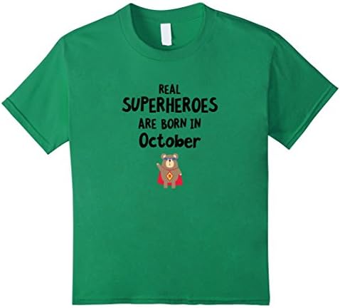 unisex-child Superheroes are born in October T-Shirt for all Ages 4 Kelly Green