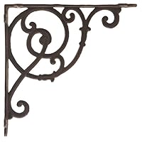 Import Wholesales Decorative Cast Iron Wall Shelf Bracket Ornate Vine Rust 10" Deep