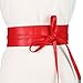 Womtop Womens Belts PU Leather Obi Waist Belt Adjustable Length Waist Strap Cummerbund for Dress (Yellow+Red, Free)