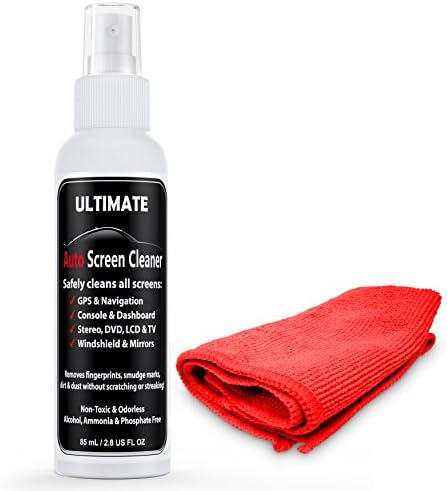 ULTIMATE Auto Screen Cleaner Kit with Microfiber Cloth. Best for cleaning all types of screens: GPS &amp; Navigation, Touchscreens, Console &amp; Dashboard, Stereo, DVD, LCD &amp; TV, Windshield &amp; Mirrors.