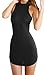 Bigyonger Women's Summer Halter Sleeveless Backless Sexy Mini Bandage Dress,Black,Small