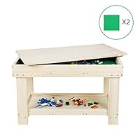 YouHi Kids Activity Table with Board for Bricks Activity Play Table (Wood Color)