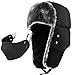 mysuntown Winter Hats for Men, Ushanka Trapper Hat Russian Hat with Mask, Cold Weather Mens Winter Hats with Ear Flaps (Drak Black)