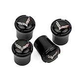 Chevrolet Corvette C7 Valve Stem Black Caps - C7 Flags Logos - USA