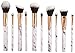 Professional Makeup Brushes Set 10pcs with White Marble Look Makeup Brush Handle