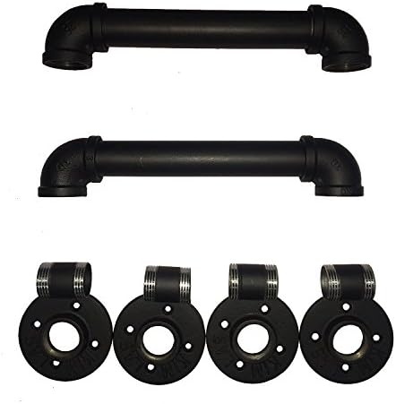 American Industrial Pipe Door Handle,Towel Bar, Antique Rustic Cast Iron Handrail,A Pair(Pipe dia1โโ L11.8'', Black)