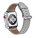 WFEAGL Compatible Apple Watch Band 38mm, Top Grain Leather Band Replacement Strap with Stainless Steel Clasp for iWatch Series 3,Series 2,Series 1,Sport, Edition (Grey Band + Silver Buckle)