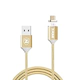 ZRSE 4th Generation Magnetic Braided USB Charging Cable for Samsung Galaxy S2 S3 S4 S6, Note 2/3/4/5,LG G4 G3, Sony Xperia Z5 Premium/Compact etc,Gold 1 Pack