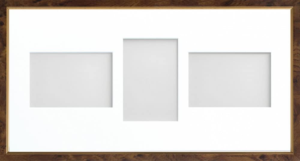 Frame Company Drayton Multi Aperture Photo Frame, Walnut, 20x10 for 6x4 inch (x3 LPL)
