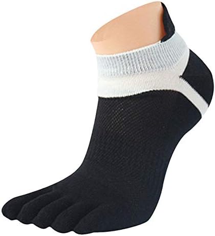 Quistal Men Mesh Cotton Crew Socks Sports Running Five Finger Toe Socks