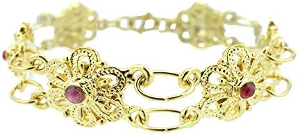 Siwalai Thai Traditional Gold Plated Multicolor Crystals Bracelet 7 Inches