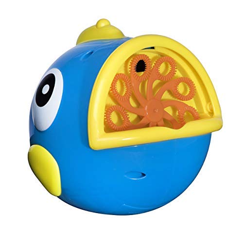 Bubble Play Bubble Fish - Powerful Battery Operated Bubble Blowing Machine for Kids w/ Large 50ml Soap Capacity & Motorized Rotating Wand System for 100's of Bubbles Per Minute - Perfect for Parties!