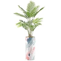 SIGNWIN Areca Palm Tree with Pink, Blue & Gray Watercolor Brushstroke Splatter Vase Abstract Shapes Minimalism Zen Colorful Multicolor Ultra for Living Room, Bedroom, Office - X-Large 5 Feet (60