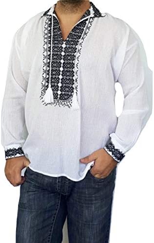 Dress for Earth Romanian Gift Mens Traditional Blouse Ie Romanian Shirt Folk Costume Embroidered