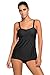 Aleumdr Women's Solid Ruched Tankini Top Swimsuit With Triangle Briefs