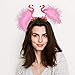 Party Headbands,Coxeer 5PCS Flamingo Headbands Pom Headbands Pink Flower Party Hair Hoop Cute Hair Band for Kids Women Girls Birthday Wedding 4th of July Summer Beach Hawaii Party