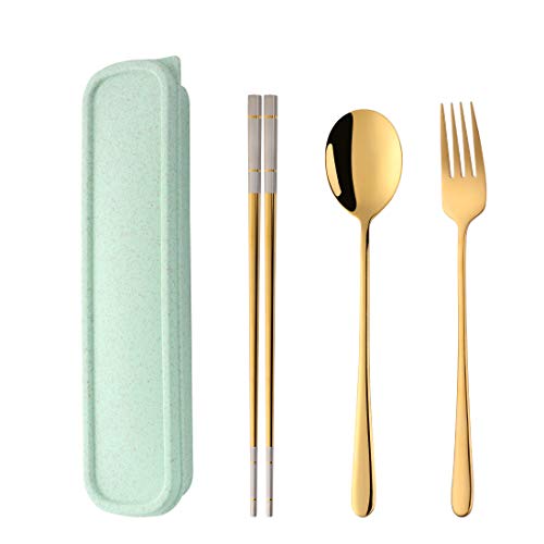 Do Buy 3 PCS Stainless Steel Travel Camping Flatware Set Fork Spoon Chopsticks with Portable Case