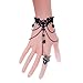 QTMY Black Gothic Style Lace Ring Chain Bracelet Party Jewelry Set for Women