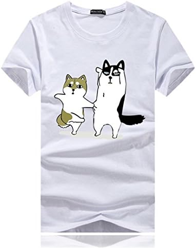 NTXS Summer Man Short Sleeve Wolf Head Printed Men Tshirt Funny Men's Tee Shirts Tops Men T-Shirt Cotton Casual Mens T Shirts White XXXL