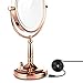 Miusco 7X Magnifying Lighted Makeup Mirror, 8 Inch Two Sided White Daylight LED Shadow Free LED Vanity Mirror, Battery and Adapter, Rose Gold
